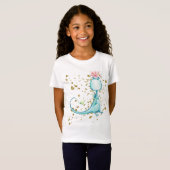*~* Blume Glitzer Blue Girly Dragon Dinosaurier T-Shirt (Vorne ganz)