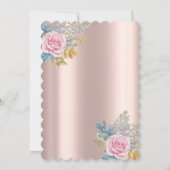 Blume, Glitzer High Heels Rose Gold Brautparty Einladung (Rückseite)