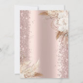 Blume Glitzer Perlen & Prosecco Brautparty Einladung (Rückseite)