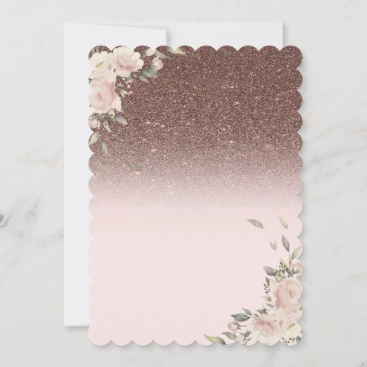 Blume Glitzer Schmetterlinge 25. Geburtstag Einladung (Rückseite)