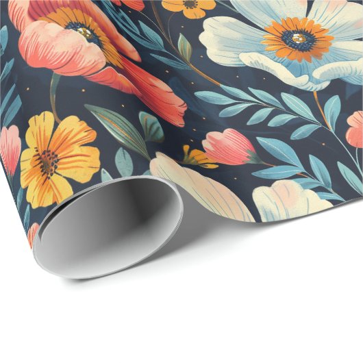 Blume Glossy Geschenkpapier (Rolleneckpunkt)