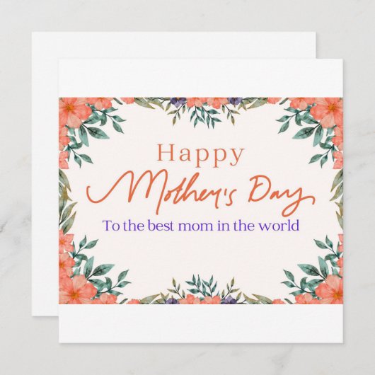 Blume Glückliche Muttertagskarte Feiertagskarte (Vorne/Hinten)