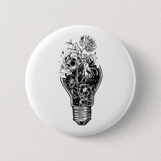 Blume Glühbirne Power Tree Ruhe für Hippies Button (Vorderseite)
