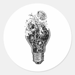 Blume Glühbirne Power Tree Ruhe für Hippies Runder Aufkleber