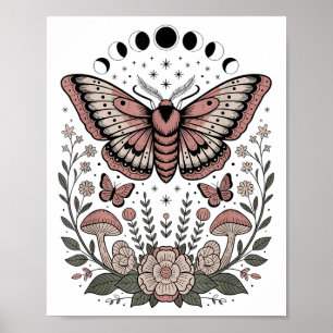 Blume Goblincore Moth Butterfly Monophons Cotta Poster