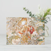 Blume Goddess Art Nouveau Artwork by Alphons Much Einladung (Stehend Vorderseite)