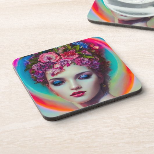 Blume Goddess Getränkeuntersetzer (Linke Seite)