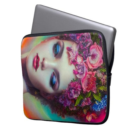 Blume Goddess Laptopschutzhülle (Vorderseite Links)