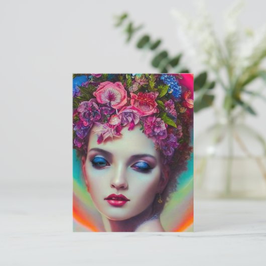 Blume Goddess Postkarte (Stehend Vorderseite)