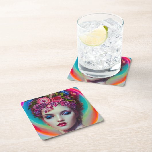 Blume Goddess Rechteckiger Pappuntersetzer (Vor Ort)