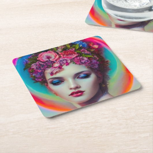 Blume Goddess Rechteckiger Pappuntersetzer (angewinkelt)