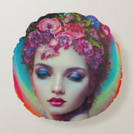 Blume Goddess Rundes Kissen