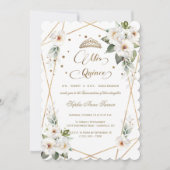 Blume Gold Mis Quince Quinceañera Einladung (Vorderseite)