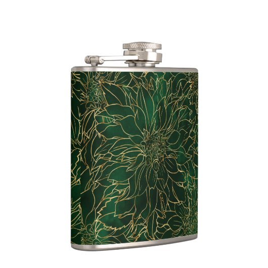 Blume Gold und Green Dahlia Flachmann (Rechts)