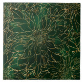 Blume Gold und Green Dahlia Fliese (Vorderseite)