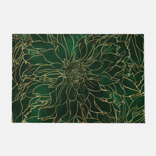 Blume Gold und Green Dahlia Fußmatte (Vorderseite)