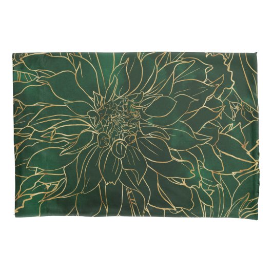 Blume Gold und Green Dahlia Kissenbezug (Vorderseite)
