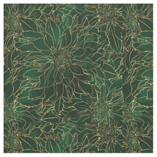 Blume Gold und Green Dahlia Stoff