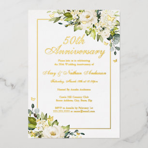 Blume Golden Butterfly 50. Hochzeitstag Folieneinladung