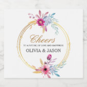 Blume & Goldene geometrische Hochzeitssänger Schaumweinetikett (Einzelnes Label)