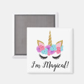 Blume Goldene Magie Einhorn Girls Magnet (Vorderseite/Rückseite)