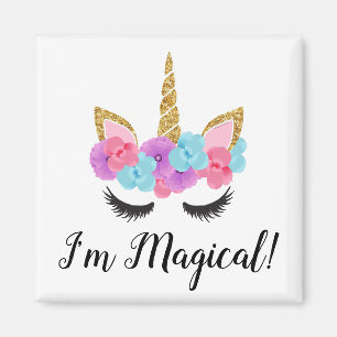 Blume Goldene Magie Einhorn Girls Magnet