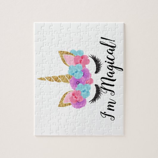 Blume Goldene Magie Einhorn Girls Puzzle (Vertikal)