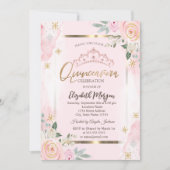 Blume Goldrahmen Roses Quinceañera Einladung (Vorderseite)