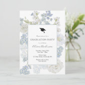 Blume-Graduierungspartei für blaues Wasser Einladung (Stehend Vorderseite)