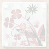 Blume Grafik in Rot und Schwarz Glasuntersetzer (Rückseite)