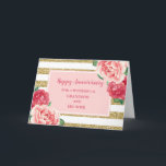Blume Grandson und seine Ehefrau Jahrestag Karte<br><div class="desc">Glückliche Hochzeitskarte für Enkel und seine Ehefrau mit hübsch rosa Aquarellfarben-Blume,  goldenen Streifen und dem gefühlvollen Vers.</div>