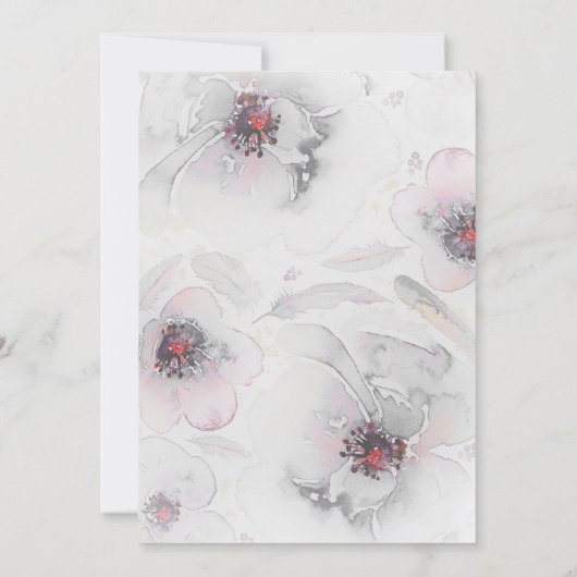 Blume Grau Pink Boho Brautparty Einladung (Rückseite)