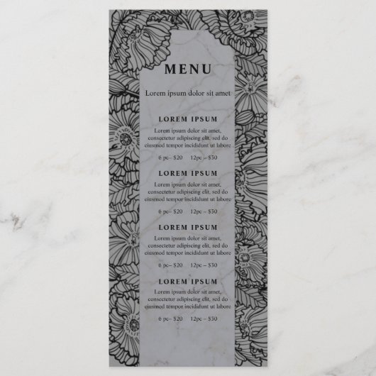 Blume, graues Blumenmenü oder Preisliste Menükarte (Vorderseite)