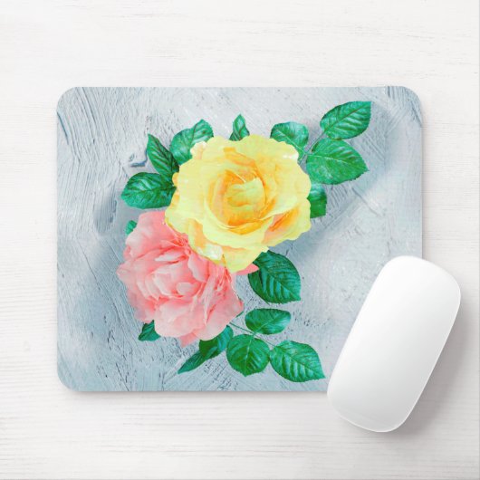Blume Green Sheen Rose Tan Mousepad (Mit Mouse)