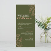 Blume Green Simple Elegance Wedding Menu Menükarte (Stehend Vorderseite)