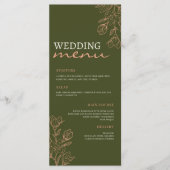Blume Green Simple Elegance Wedding Menu Menükarte (Vorderseite)