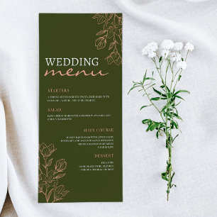 Blume Green Simple Elegance Wedding Menu Menükarte