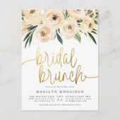 Blume & Greenery Gold Bridal Brunch Dusche Einladungspostkarte (Vorderseite)