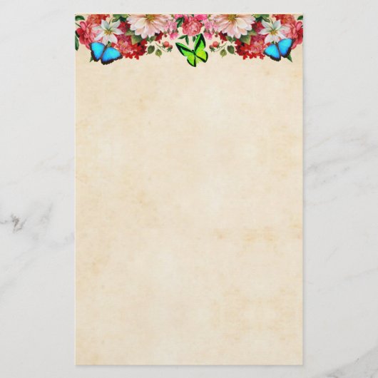 Blume Grenzen und Schmetterlinge Briefpapier (Vorderseite)