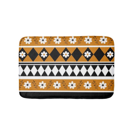 Blume Grenzstreifen Diamond-Boho Blumenmuster Badematte (Vorderseite)