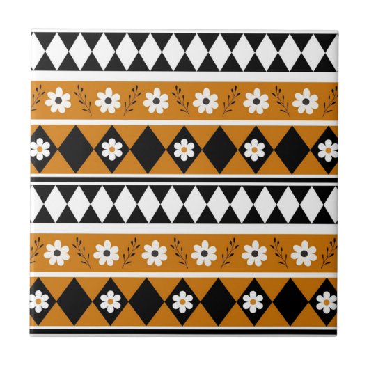 Blume Grenzstreifen Diamond-Boho Blumenmuster Fliese (Vorderseite)