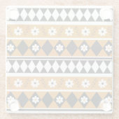 Blume Grenzstreifen Diamond-Boho Blumenmuster Glasuntersetzer (Rückseite)