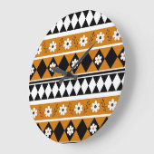 Blume Grenzstreifen Diamond-Boho Blumenmuster Große Wanduhr (Winkel)