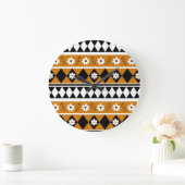 Blume Grenzstreifen Diamond-Boho Blumenmuster Große Wanduhr (Zuhause)