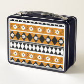 Blume Grenzstreifen Diamond-Boho Blumenmuster Metall Brotdose (Rückseite)