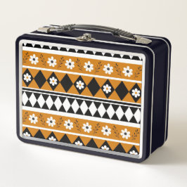 Blume Grenzstreifen Diamond-Boho Blumenmuster Metall Brotdose