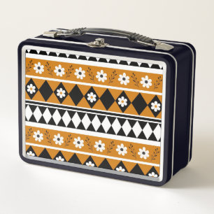 Blume Grenzstreifen Diamond-Boho Blumenmuster Metall Brotdose