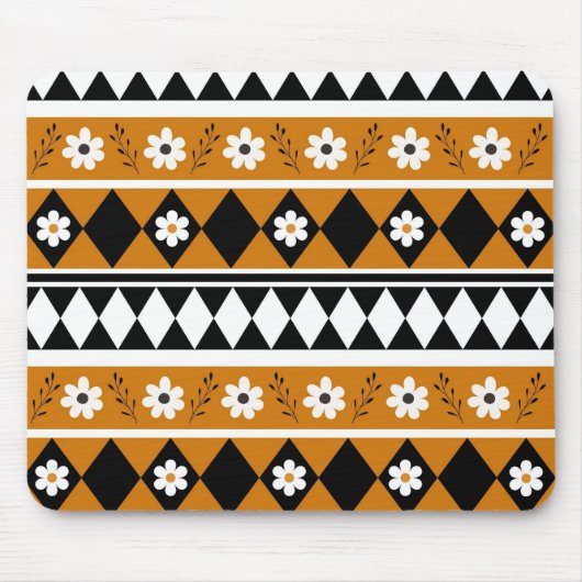 Blume Grenzstreifen Diamond-Boho Blumenmuster Mousepad (Vorne)