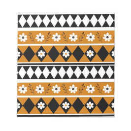Blume Grenzstreifen Diamond-Boho Blumenmuster Notizblock