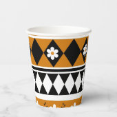 Blume Grenzstreifen Diamond-Boho Blumenmuster Pappbecher (Rückseite)